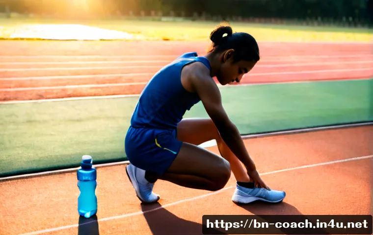 스포츠지도사 실기시험 체력 관리법 - Photorealistic sports practical exam preparation scene, a focused young adult athlete in modest trai...